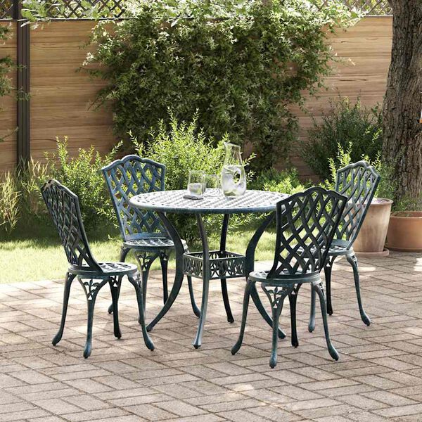 vidaXL Ensemble de salle &agrave; manger pour jardin 5 pcs Vert Aluminium