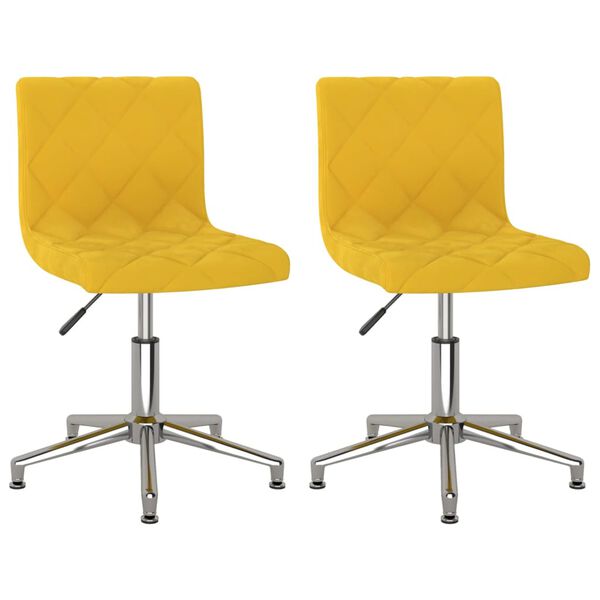 vidaXL Chaises &agrave; manger pivotantes lot de 2 jaune moutarde velours