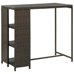 vidaXL Table de bar avec rangement Marron 120x60x110 cm R&eacute;sine tress&eacute;e