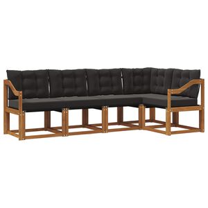 vidaXL Ensemble de canap&eacute;s d'ext&eacute;rieur 5 pcs Naturel et Noir