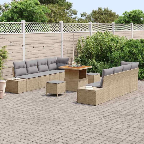 vidaXL Ensemble de canapé de jardin 11 pcs Beige Poly rotin
