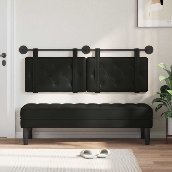 vidaXL T&ecirc;te de lit suspendue Noir 150 x 55 x 5 cm Simili cuir