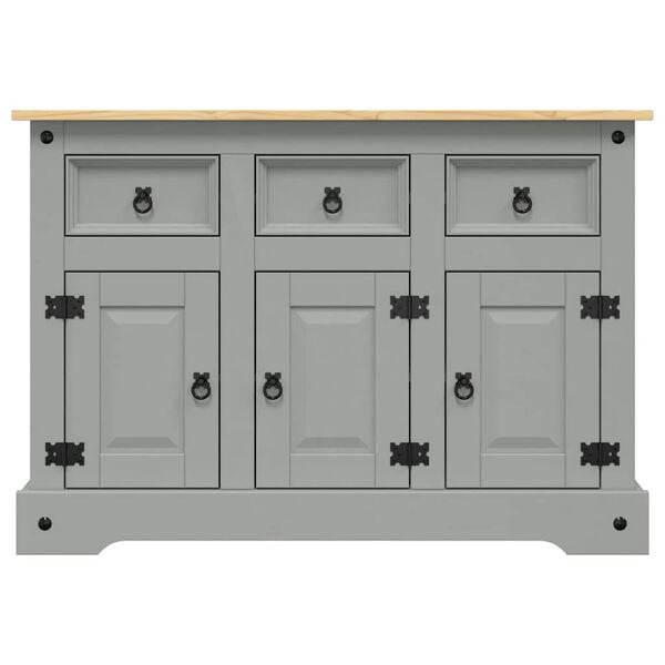 vidaXL Buffet Corona gris 112x43x78 cm bois massif pin mexicain