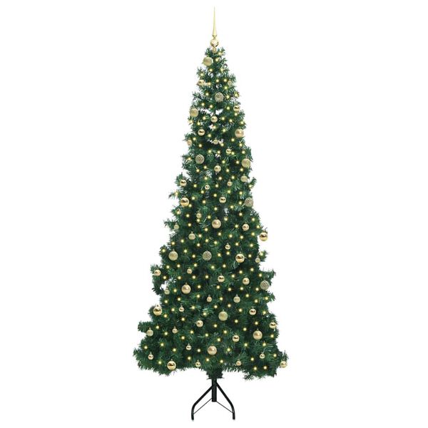 vidaXL Arbre de No&euml;l artificiel d'angle Vert 240 cm PVC et m&eacute;tal