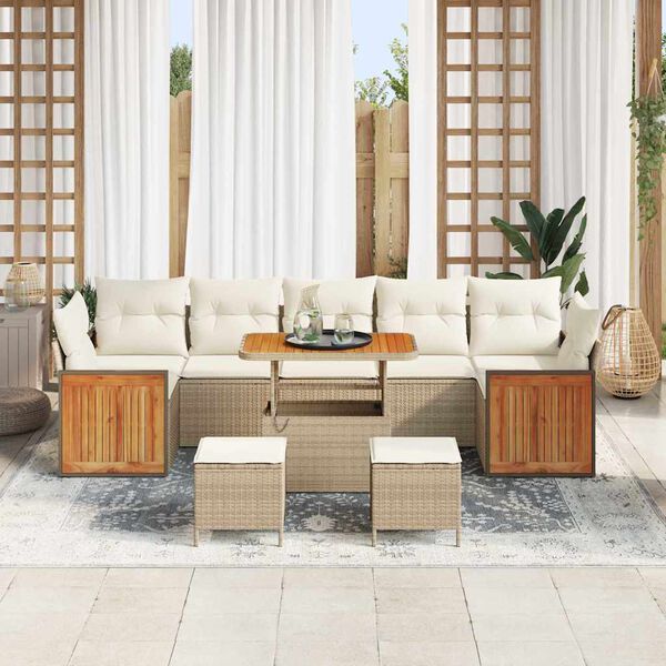 vidaXL Ensemble de canapé de jardin 13 pcs Beige et crème polyrotin