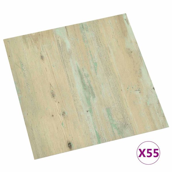 vidaXL Planches de sol 55 pcs Marron Clair 5,11 m&sup2; PVC