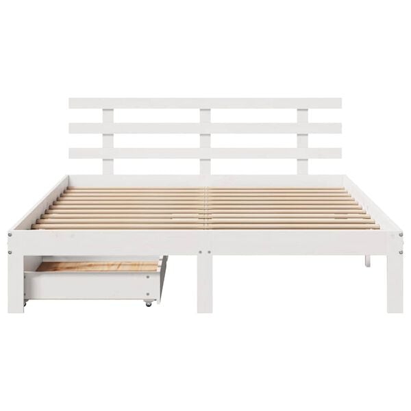 vidaXL Cadre de lit avec tiroirs sans matelas blanc 135x190 cm