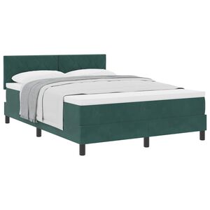 vidaXL Lit &agrave; ressorts avec matelas Vert fonc&eacute; 140 x 200 cm Velours