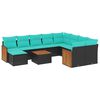 vidaXL Ensemble de canap&eacute; de jardin 11 pcs avec coussins noir r&eacute;sine tress&eacute;e