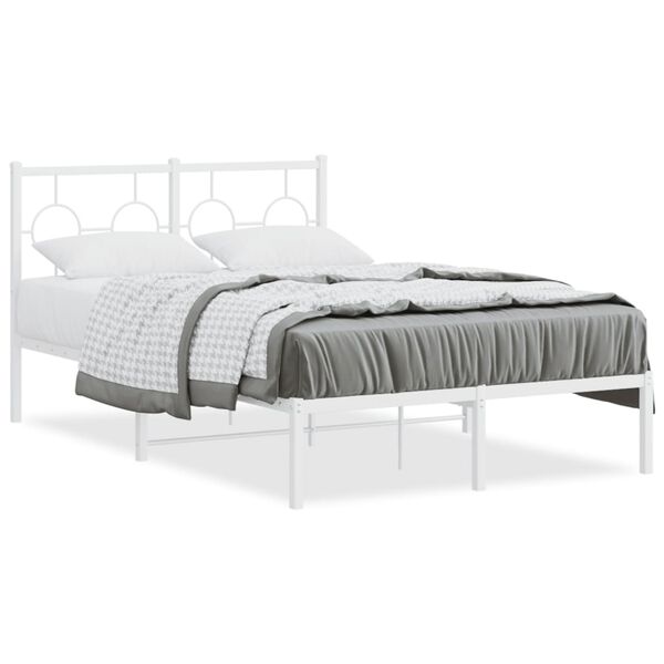 vidaXL Cadre de lit métal sans matelas et tête de lit blanc 120x190 cm