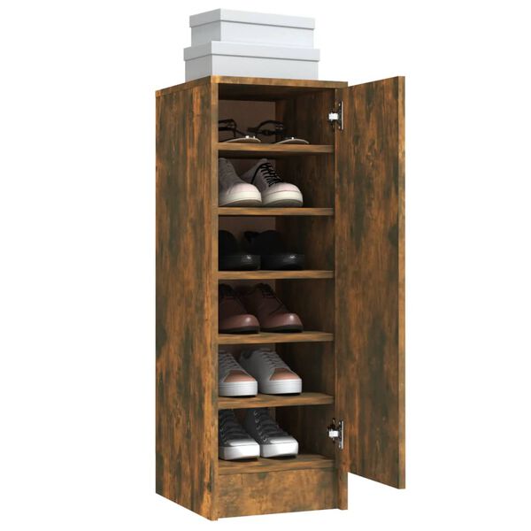 vidaXL Meuble à chaussures Chêne fumé 32x35x92 cm Bois d'ingénierie