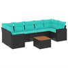 vidaXL Salon de jardin 8 pcs avec coussins noir r&eacute;sine tress&eacute;e