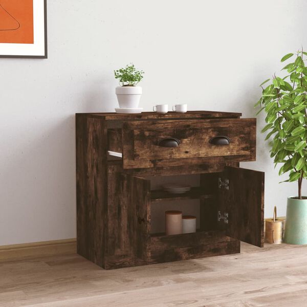 vidaXL Buffet ch&ecirc;ne fum&eacute; 70x35,5x67,5 cm bois d'ing&eacute;nierie