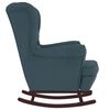 vidaXL Fauteuil à bascule à oreilles en velours bleu bois massif