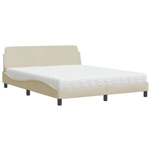 vidaXL Lit avec matelas Dover cr&egrave;me 160x200 cm tissu