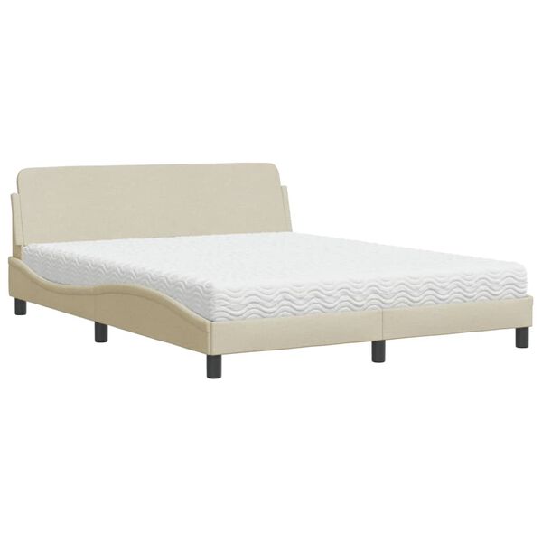vidaXL Lit avec matelas Dover cr&egrave;me 160x200 cm tissu