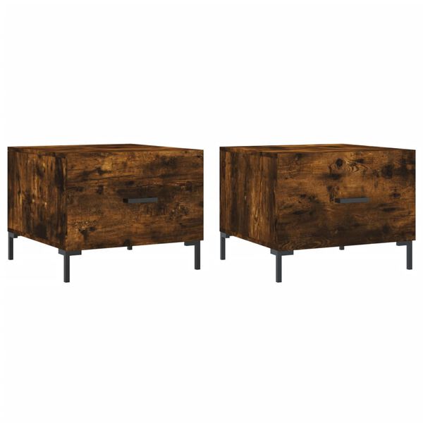 vidaXL Tables basses 2 pcs chêne fumé 50x50x40 cm bois d'ingénierie