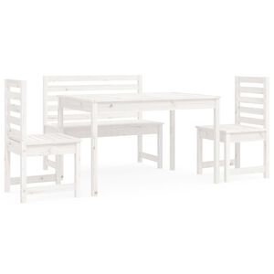 vidaXL Ensemble à manger de jardin 4 pcs blanc bois massif de pin