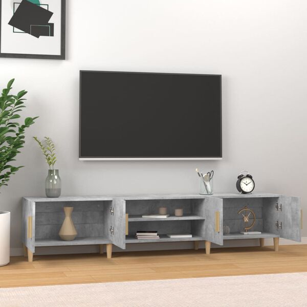vidaXL Meuble TV gris béton 180x31,5x40 cm bois d'ingénierie