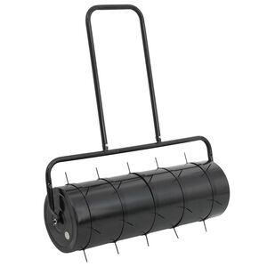 vidaXL Rouleau &agrave; gazon de jardin &agrave; tirer et colliers d'a&eacute;rateur 63 L fer acier