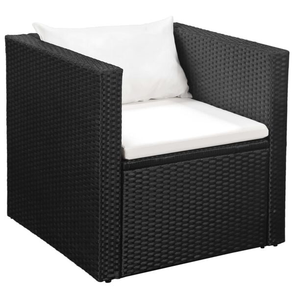 vidaXL Salon de jardin 4 pcs r&eacute;sine tress&eacute;e noir et blanc