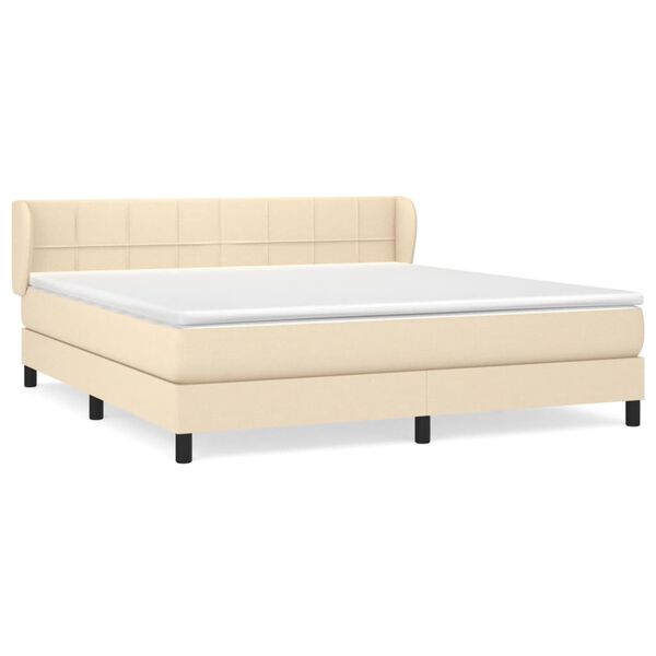 vidaXL Sommier &agrave; lattes de lit avec matelas Cr&egrave;me 160x200 cm Tissu