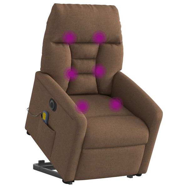 vidaXL Fauteuil inclinable de massage &eacute;lectrique Marron Tissu