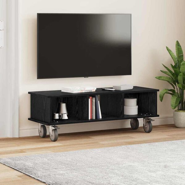 vidaXL Meuble TV Ch&ecirc;ne noir 100 x 35 x 35 cm Bois d'ing&eacute;nierie