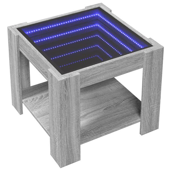 vidaXL Table basse avec LED sonoma gris 53x53x45 cm bois d'ing&eacute;nierie