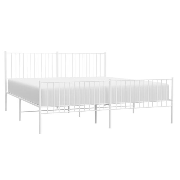 vidaXL Cadre de lit m&eacute;tal sans matelas et pied de lit blanc 200x200 cm