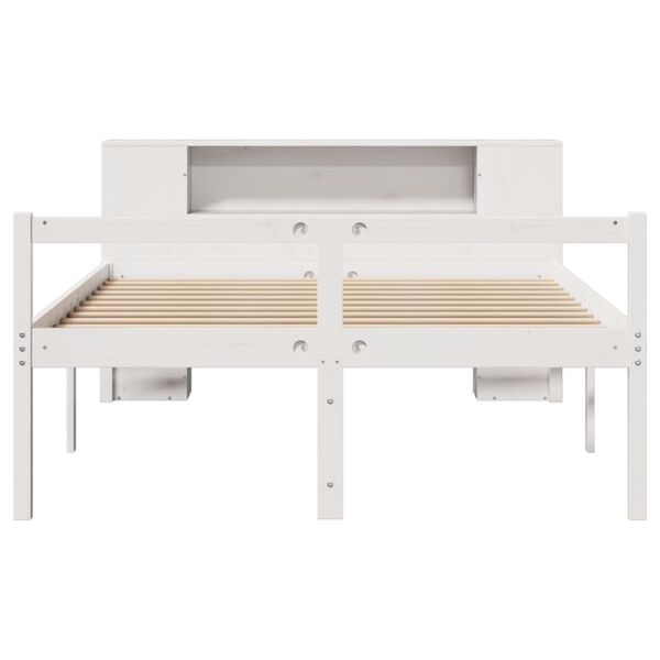 vidaXL Lit biblioth&egrave;que sans matelas blanc 160x200 cm bois pin massif