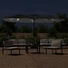 vidaXL Parasol de jardin à double tête avec LED noir 449x265 cm