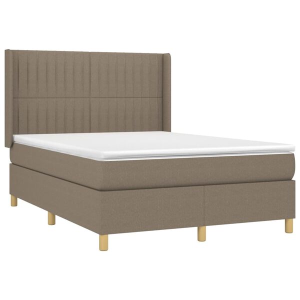 vidaXL Sommier &agrave; lattes de lit avec matelas Taupe 140x200 cm Tissu