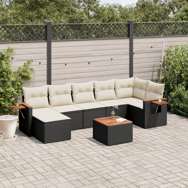 vidaXL Salon de jardin 8 pcs avec coussins noir r&eacute;sine tress&eacute;e