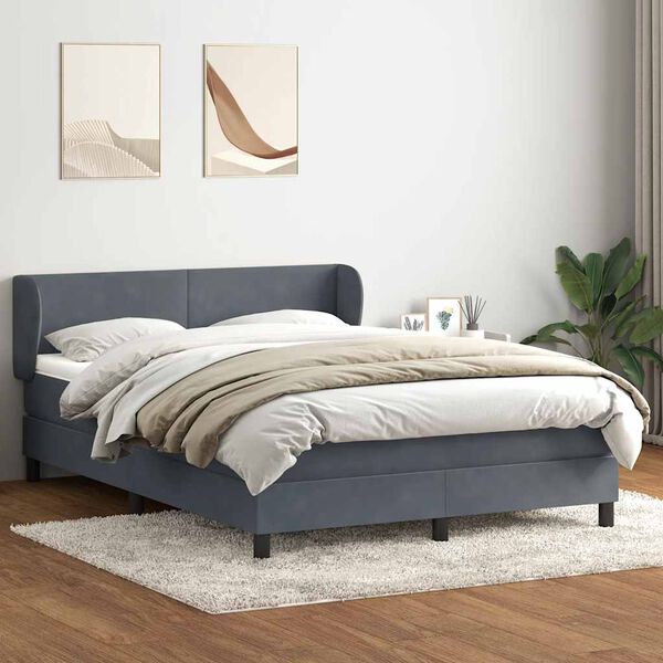 vidaXL Sommier &agrave; lattes de lit et matelas gris fonc&eacute; 140x220cm velours