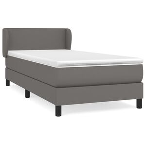 vidaXL Sommier &agrave; lattes de lit avec matelas Gris 90x200 cm Similicuir