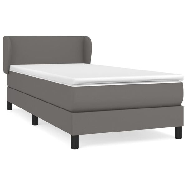 vidaXL Sommier &agrave; lattes de lit avec matelas Gris 90x200 cm Similicuir