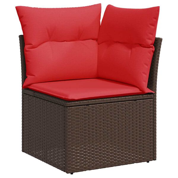 vidaXL Salon de jardin avec coussins 7 pcs marron r&eacute;sine tress&eacute;e acacia
