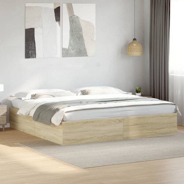 vidaXL Cadre de lit sans matelas ch&ecirc;ne sonoma 200x200 cm