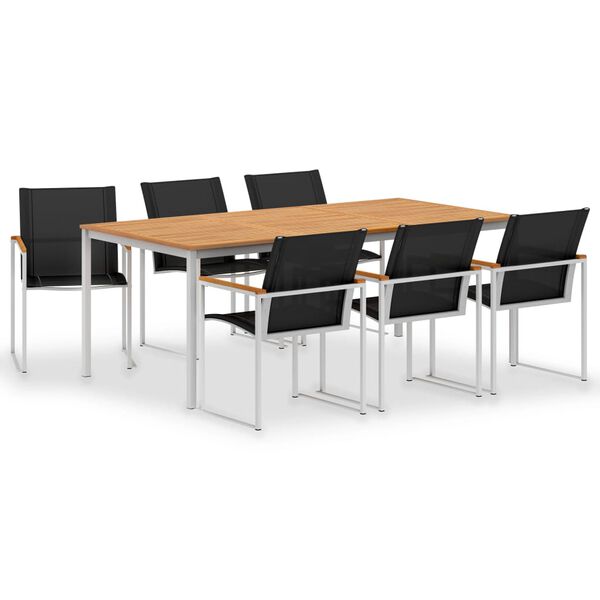 vidaXL Ensemble &agrave; manger jardin 7 pcs Teck massif et acier inoxydable