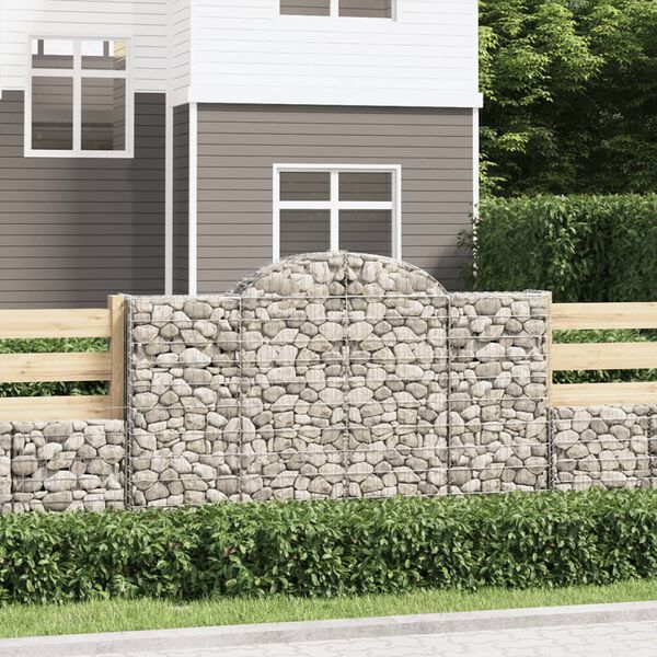 vidaXL Paniers &agrave; gabions arqu&eacute;s 3 pcs 200x50x120/140 cm Fer galvanis&eacute;