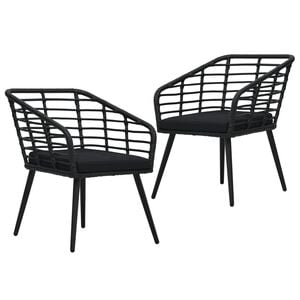 vidaXL Chaises de jardin lot de 2 avec coussins R&eacute;sine tress&eacute;e Noir