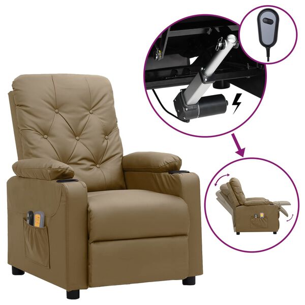 vidaXL Fauteuil de massage &eacute;lectrique Cappuccino Similicuir