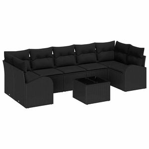 vidaXL Ensemble de canap&eacute; de jardin 8 pc 7-Nombre de places Noir