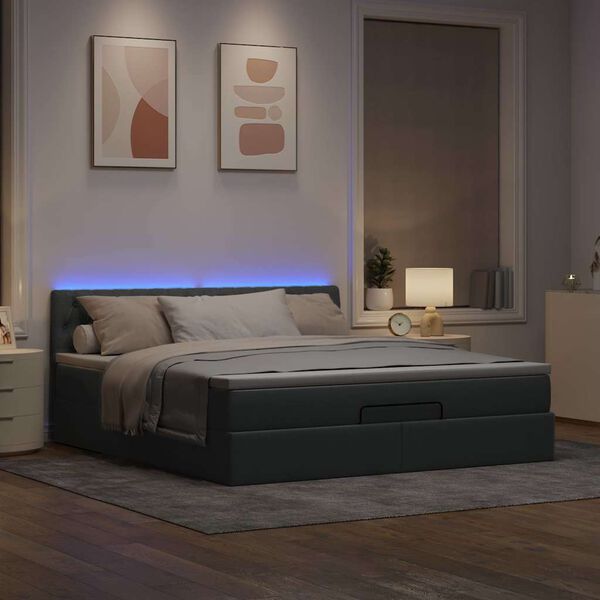 vidaXL Lit ottoman avec matelas gris clair 160x200 cm tissu