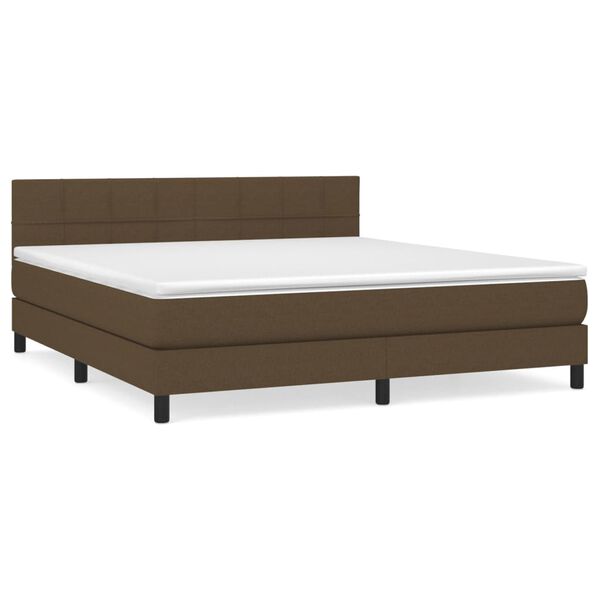 vidaXL Sommier &agrave; lattes de lit avec matelas Marron fonc&eacute; 180x200 cm
