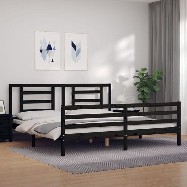 vidaXL Cadre de lit sans matelas noir 200x200 cm bois massif