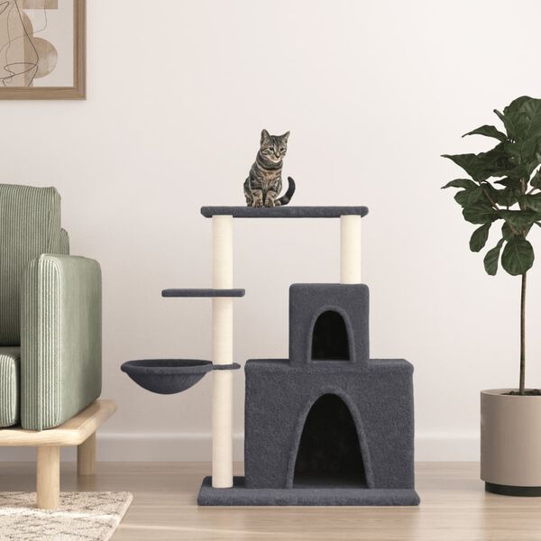 vidaXL Arbre &agrave; chat avec griffoirs en sisal Gris fonc&eacute; 83 cm