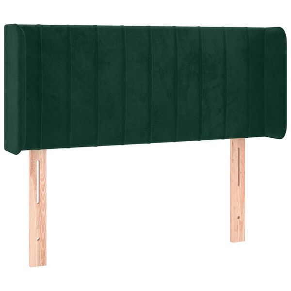 vidaXL T&ecirc;te de lit avec oreilles Vert fonc&eacute; 83x16x78/88 cm Velours