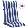 vidaXL Coussins de chaise de jardin &agrave; dossier haut lot de 6